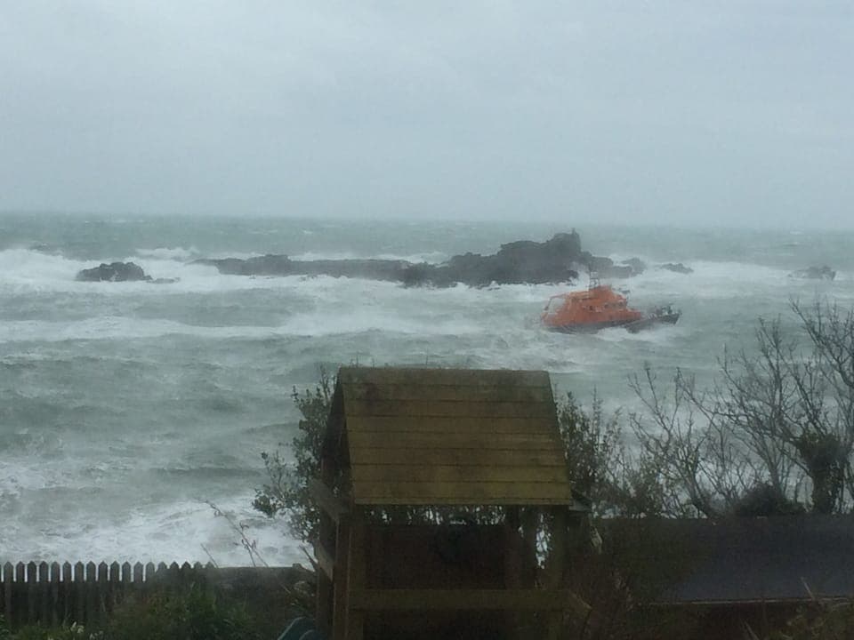 Stormy day and the lifeboat passes by