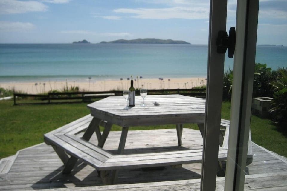 Taupo Bay from the bach deck