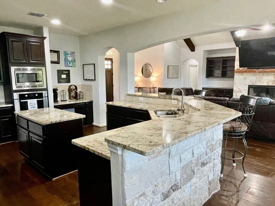 Chef-grade gas kitchen amenities.