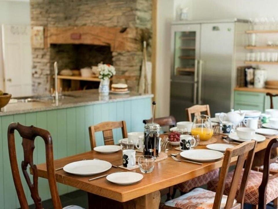 Kitchen with large table for friends and family