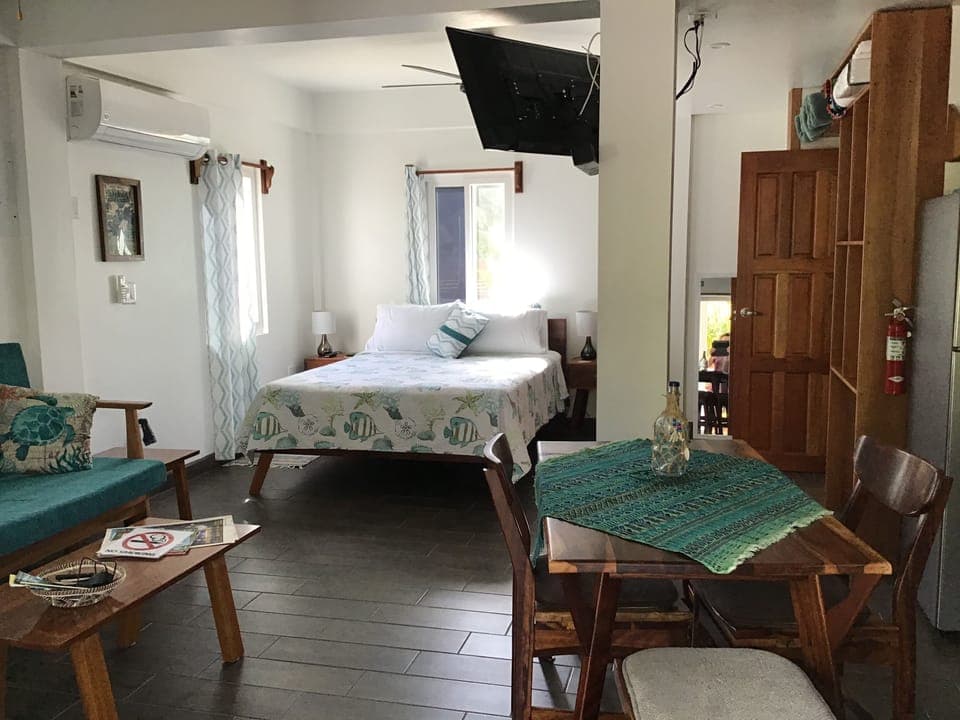 Looking into the studio from the entrance. Furniture handcrafted in the Village.