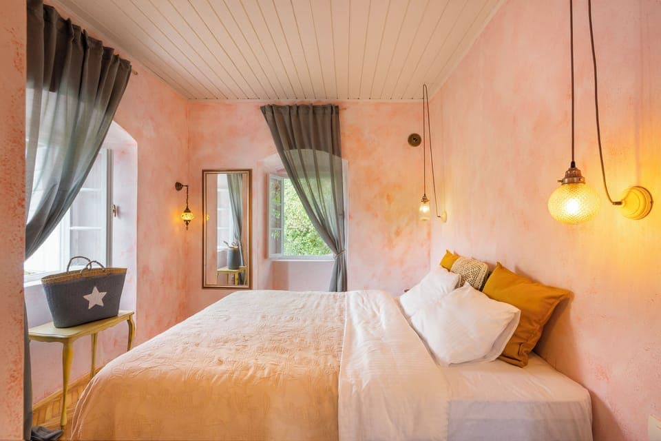 Comfortable bedding in a quiet bedroom