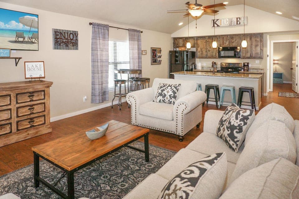 Looking from the living room toward the kitchen