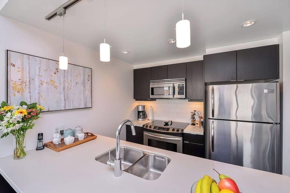 Stainless appliances, brand new dishwasher, thoughtfully equipped. Your home away from home!