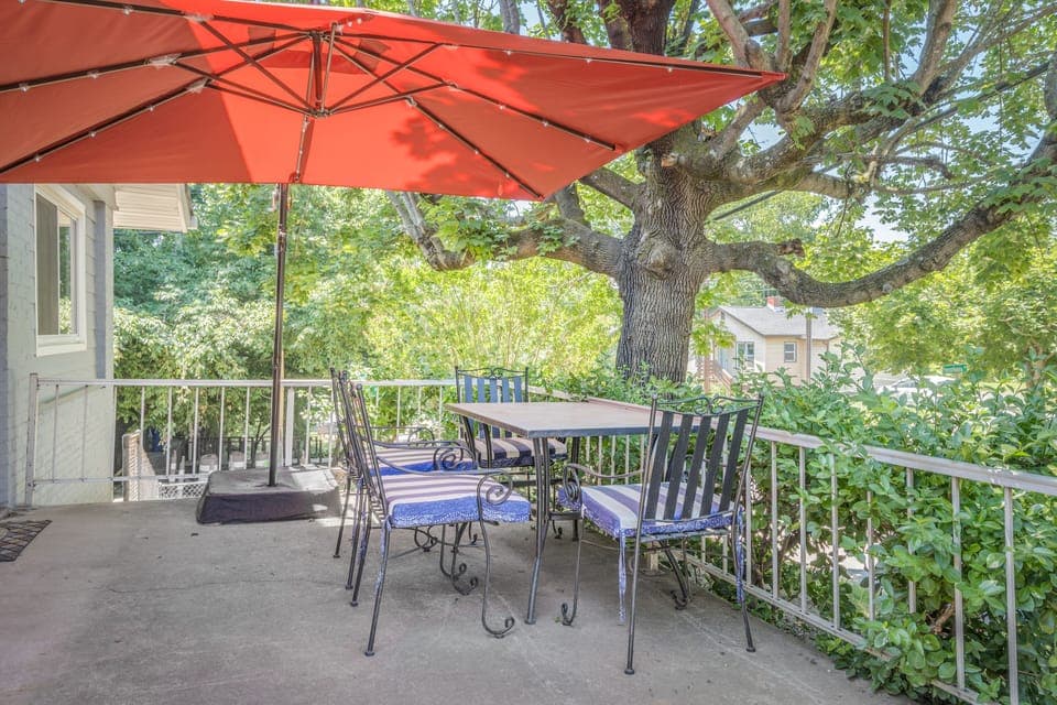 Front Porch with Lighted Umbrella (twinkle lights only)

