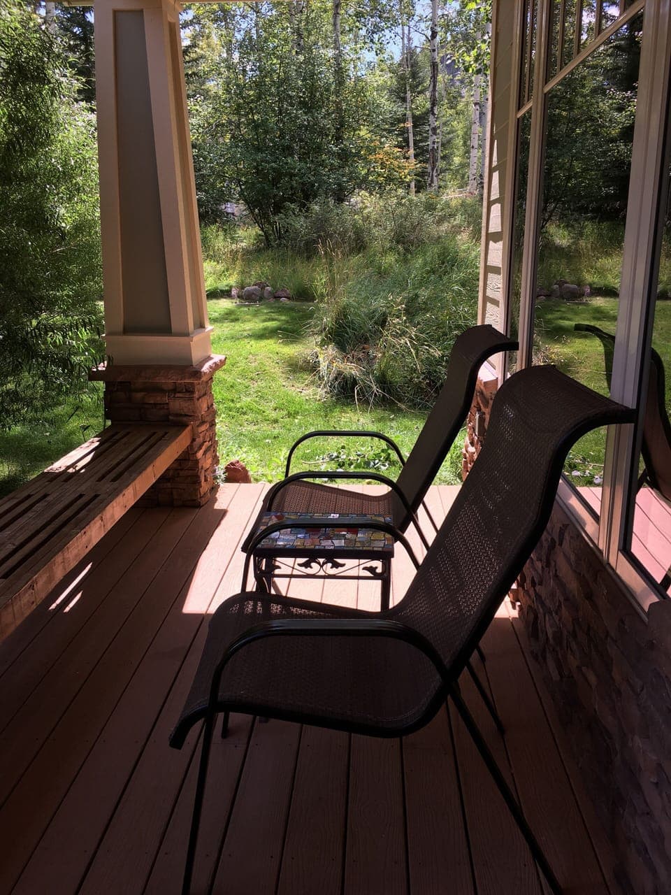 East facing Porch, with large vistas of mountains and woods