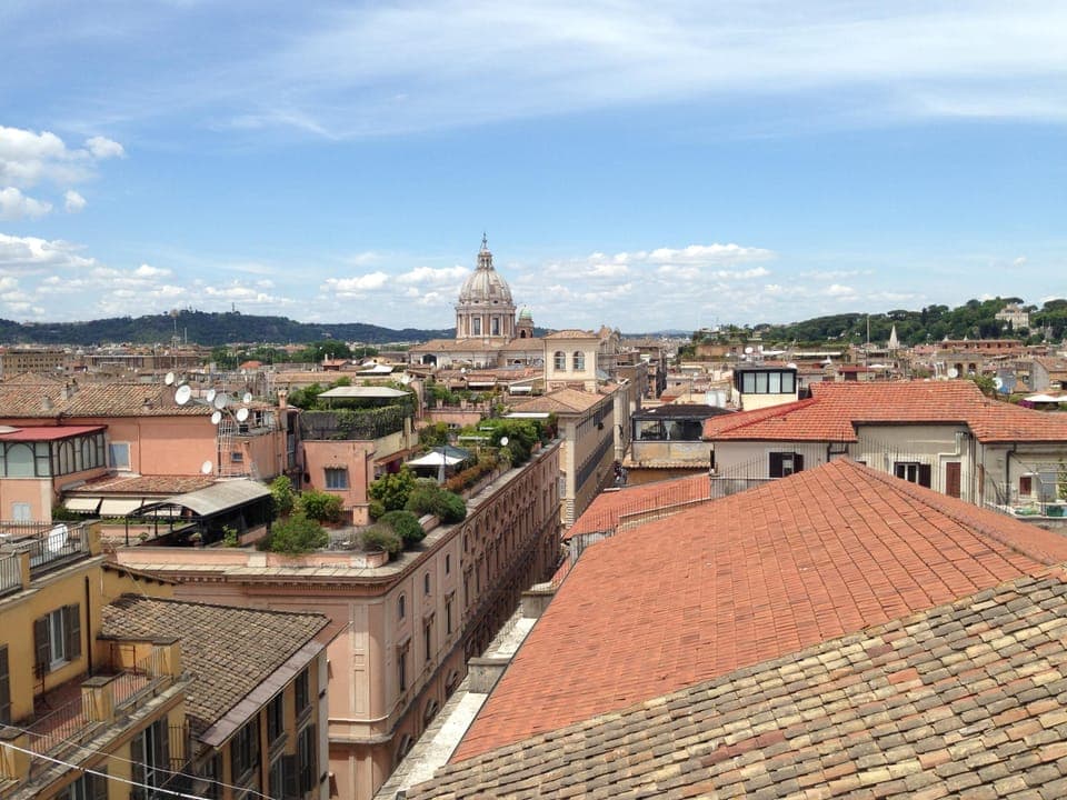 View from the terrace: San Carlo and Piazza del Popolo
