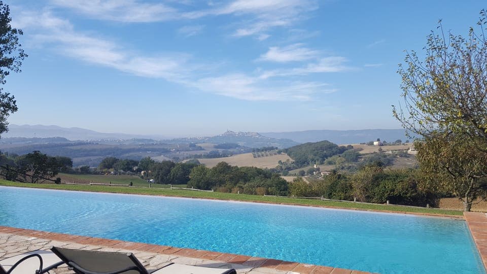 Large infinity pool with stunning views of Todi in the distance (6 kms. away).
