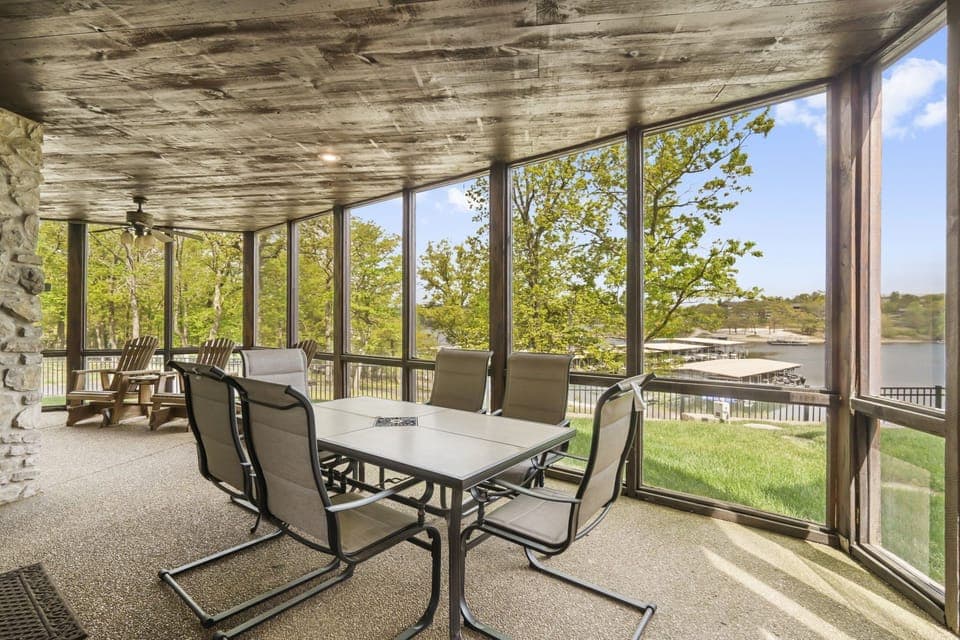 Dine on the screened in porch