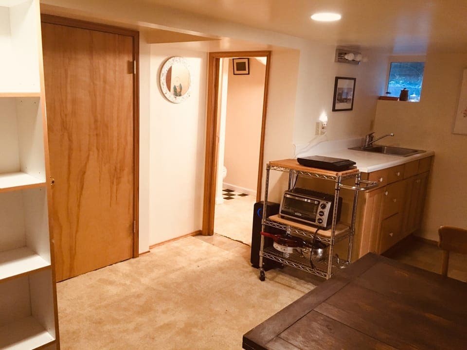 Modern induction stove is fast, clean, so safe,  fun to use!
Air fryer bakes+++
