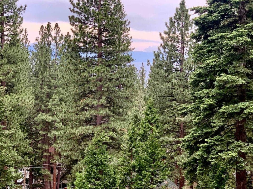 Back deck with peek lake views.
