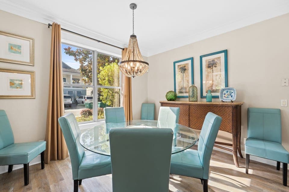 Stunning dining room with comfortable seating for 8.