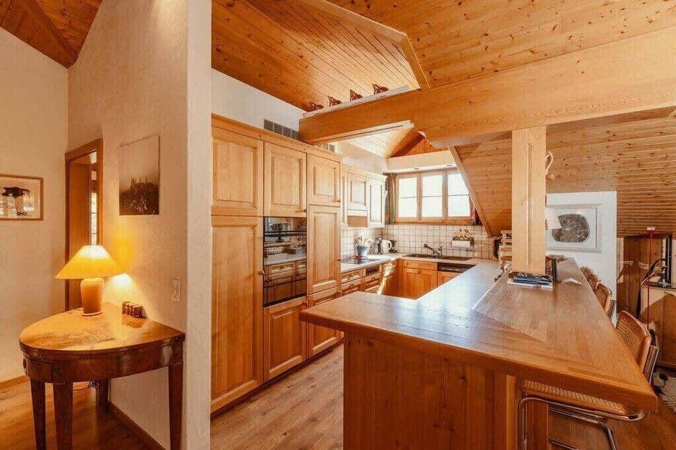 the beautiful wooden kitchen 