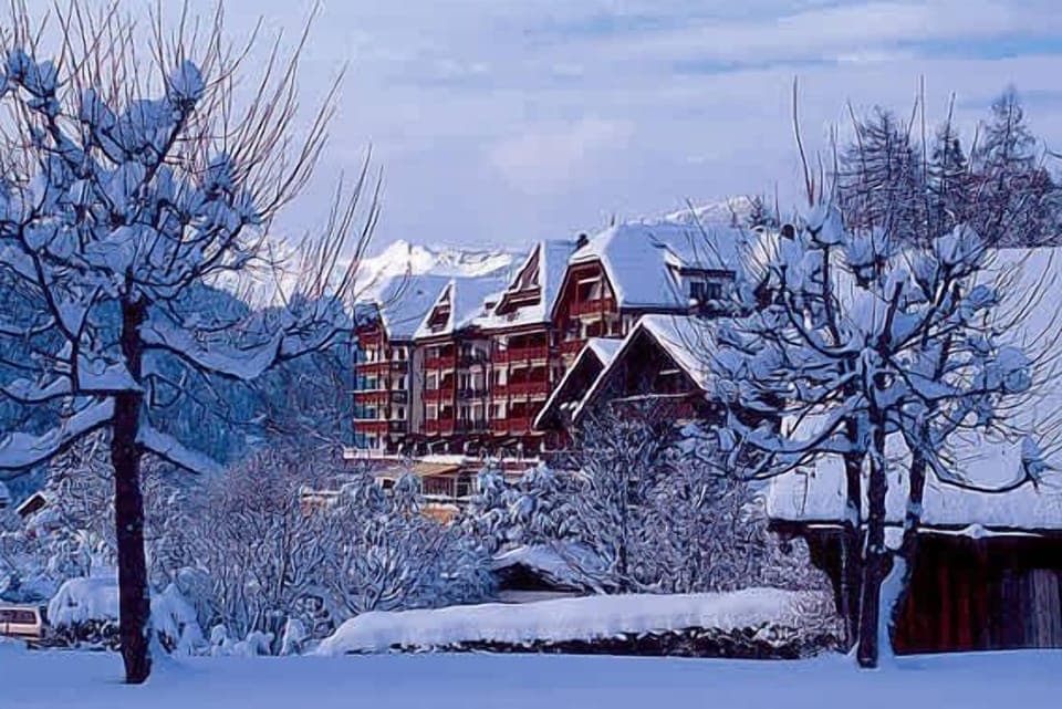 stunning views of the snow covered chalet