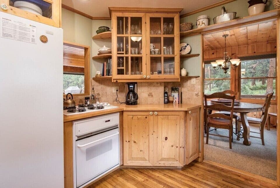 Kitchen view into dining room