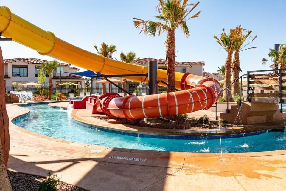 Water slide and lazy river - access to the pool area is just steps from this villa's patio