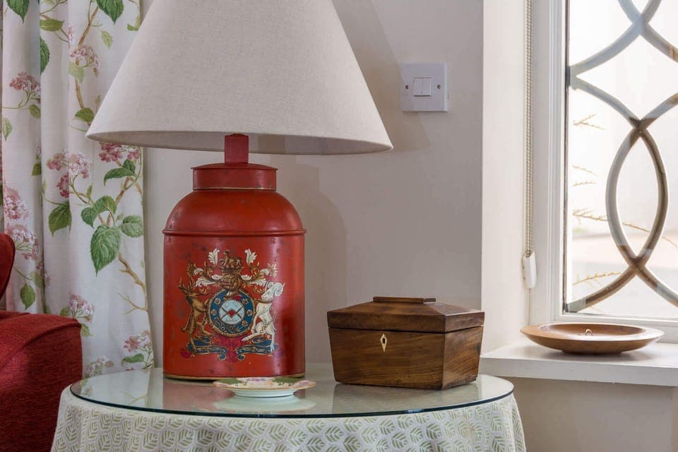 Lamp adapted from tea canister. 