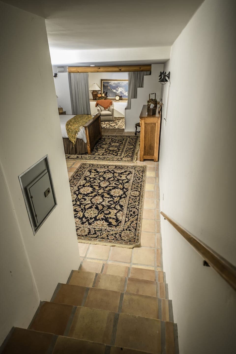 View from door down into the master suite