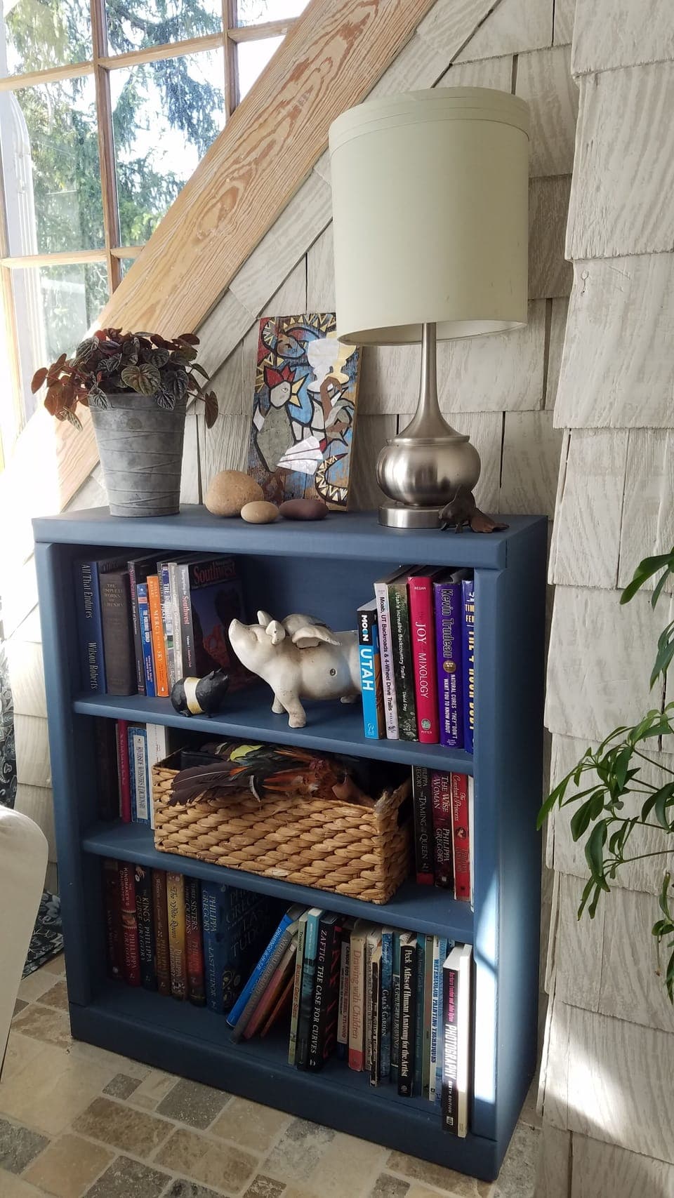 The home has an interesting assortment of reading options.