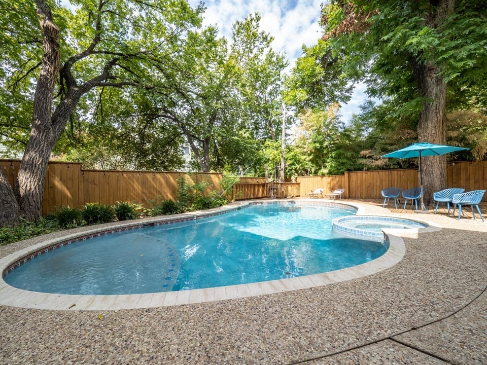 Private pool in spacious backyard