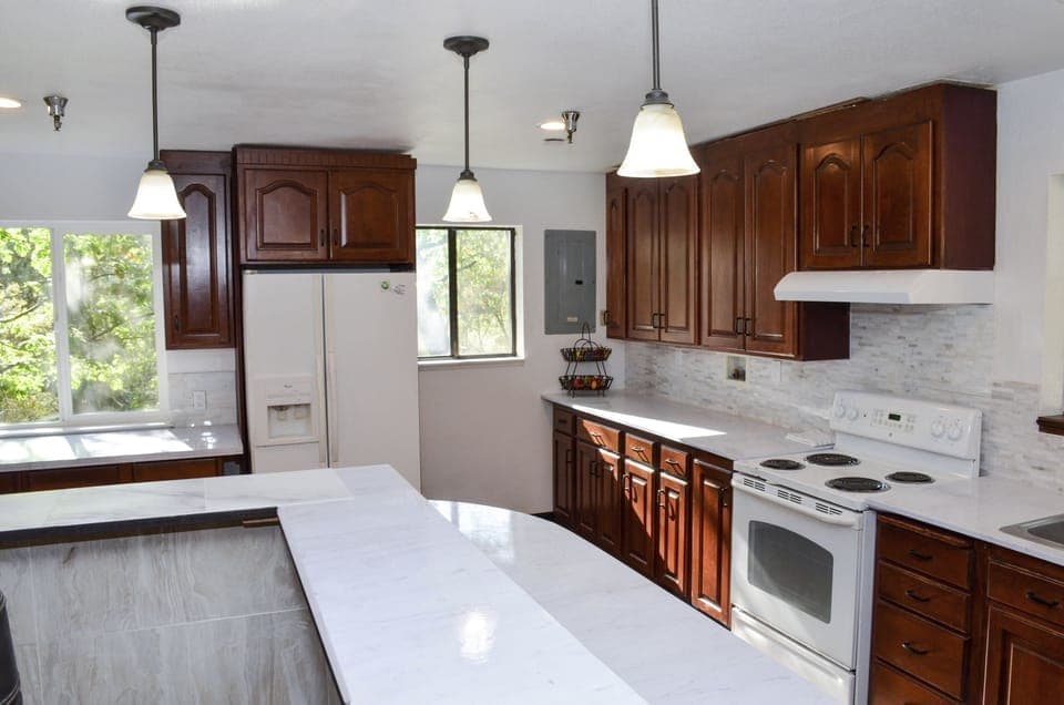 137 sq ft of countertop! 2 fridges, 3 coffee makers, ovens and microwaves!