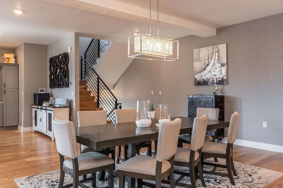 Seating for eight at the custom dining table