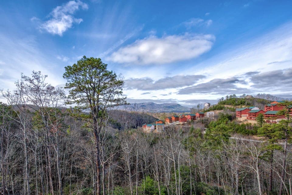 Enjoy the beautiful view of the Smoky mountains from the cabin.