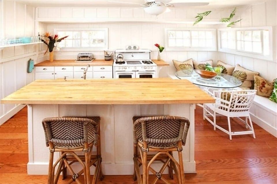 Light filled kitchen with views to the large garden you may pick from. 