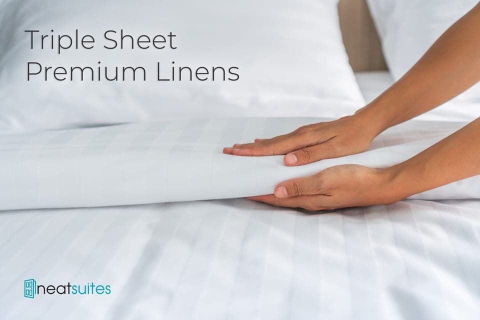 Triple-sheet, premium quality linens