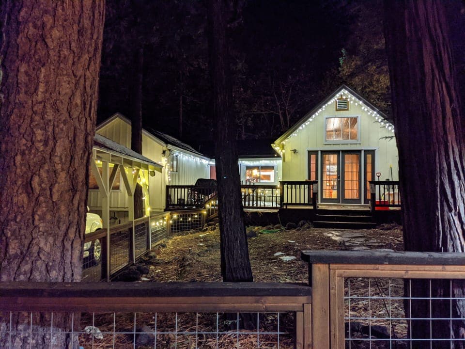 Front of Dandelions Lair with a dusting of snow in Winter.