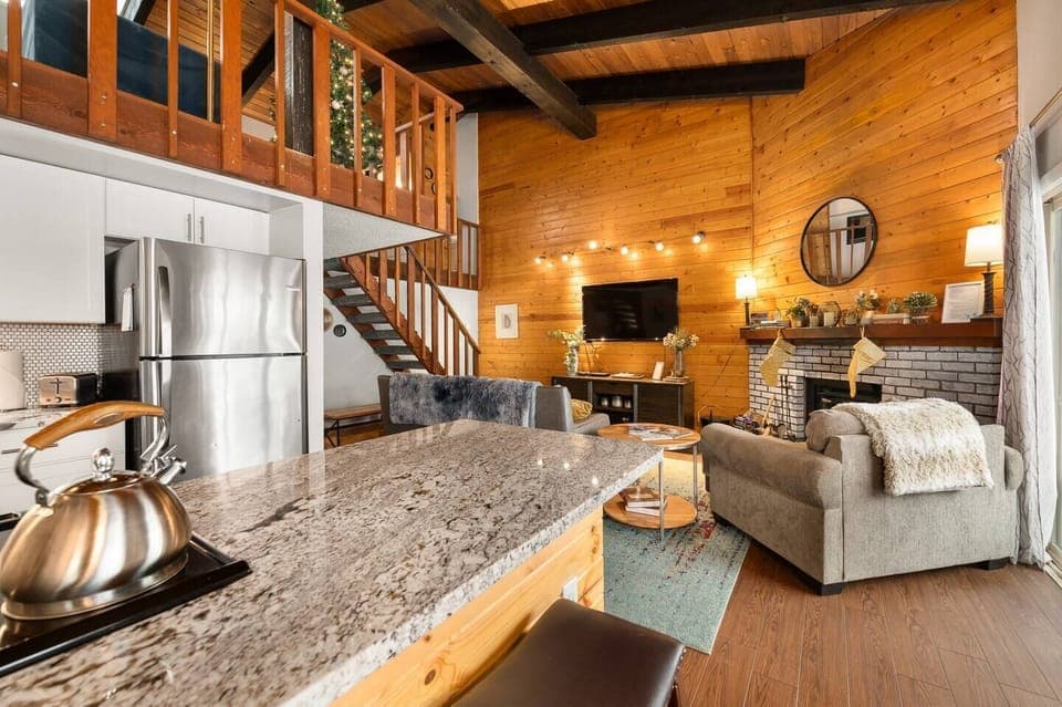 Kitchen opens to living room!