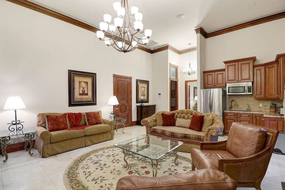Living Room (Guest House) - Queen sleeper sofa, lounge area, and kitchen