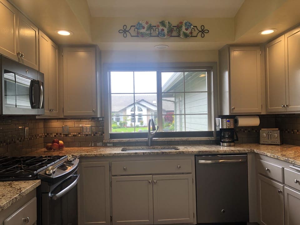 Kitchen area looking out to the front yard