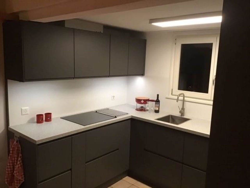 Cabinetry, Countertop, Kitchen Sink, Sink, Tap, Kitchen Stove, Kitchen, Wood, Kitchen Appliance, Lighting