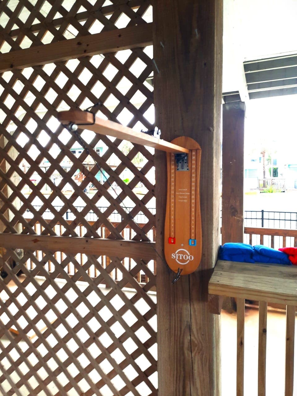 Another hook-and-ring game mounted lower for kids!