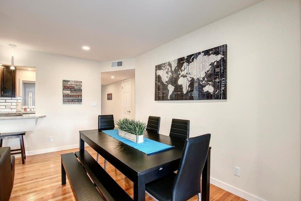 Dining table extends to seat up to 10 people