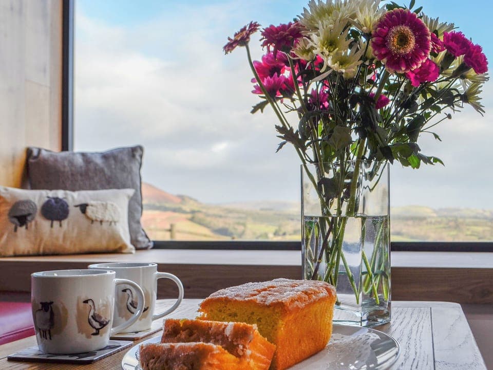 Sitting area with fantastic views | Pistyll Gwyn, Llanwrthwl, near Rhayader