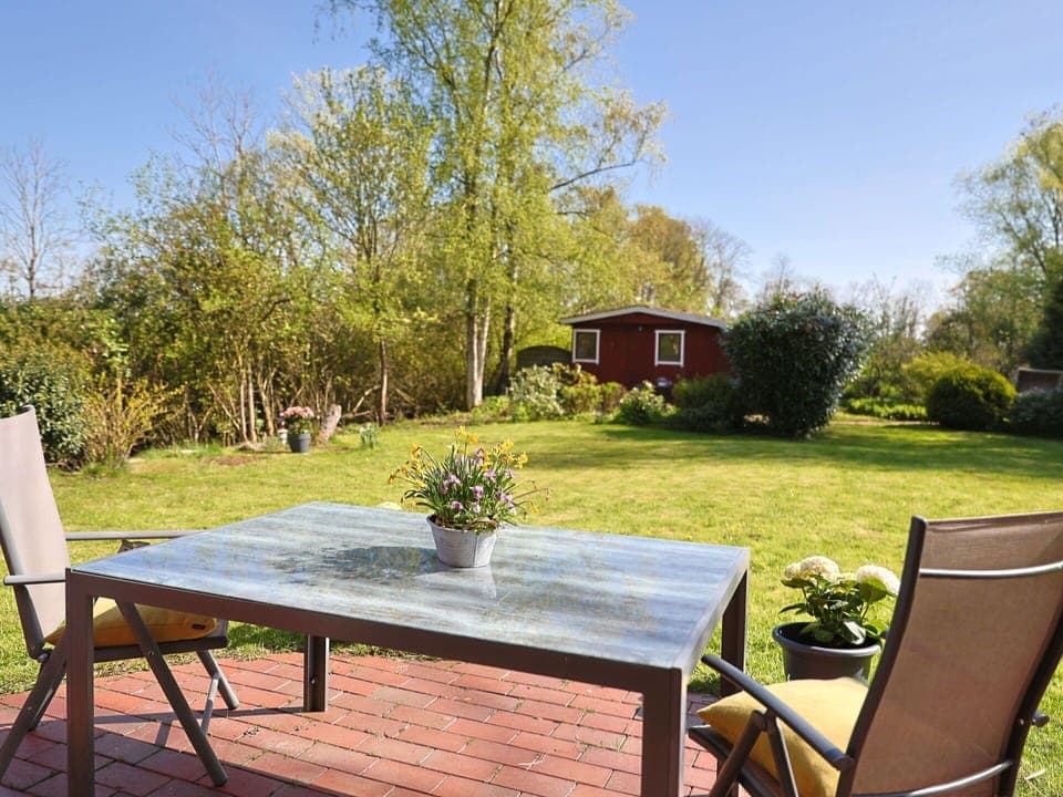 Furniture, Outdoor Furniture, Table, Chair, Outdoor Table, Shrub, Garden, Kitchen & Dining Room Table, Backyard