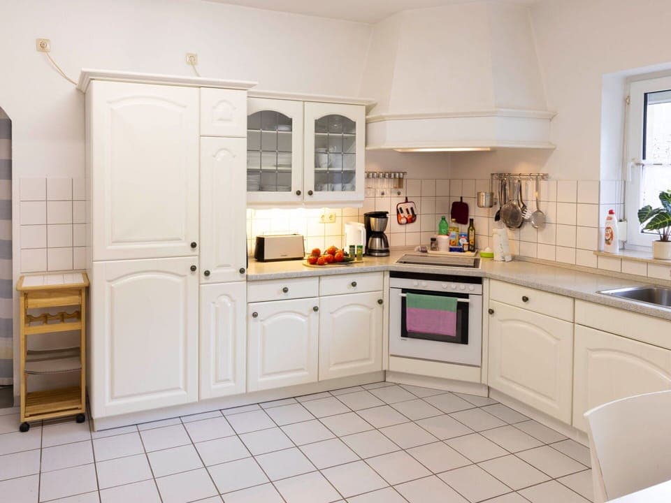 Kitchen, Interior Design, Flooring, Cabinetry, Countertop, Kitchen Appliance, Major Appliance, Ceiling, Floor, Furniture