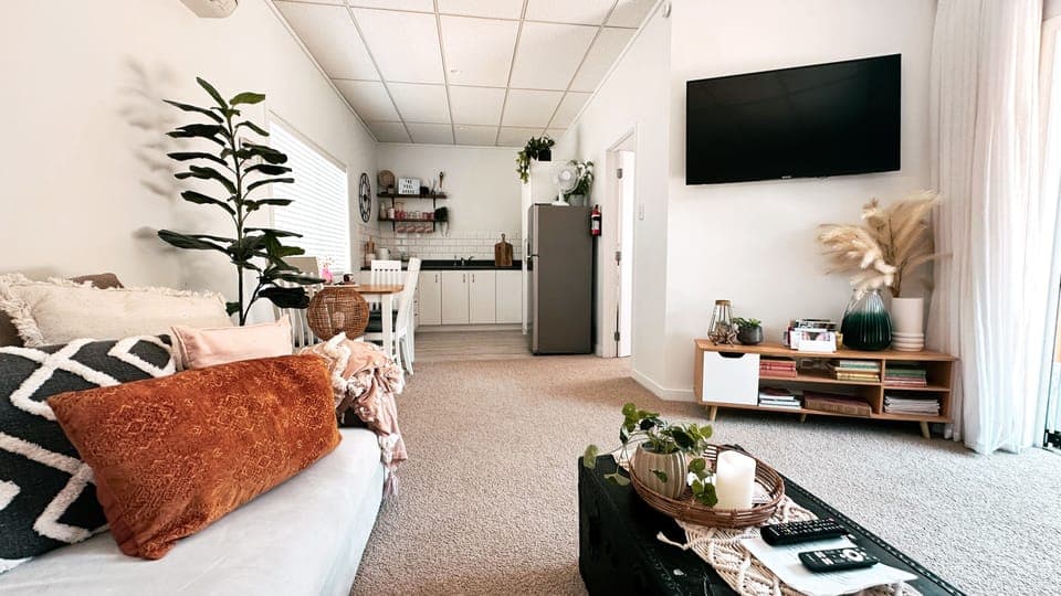 View to the kitchen/dining from the couch.
