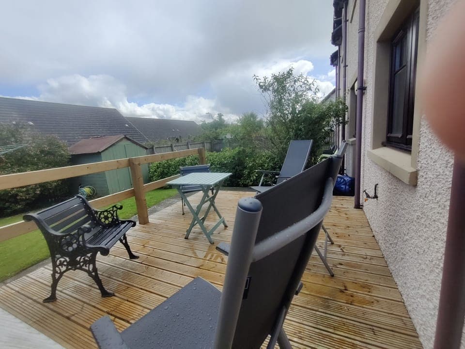 The deck looking out at the Cairngorms
