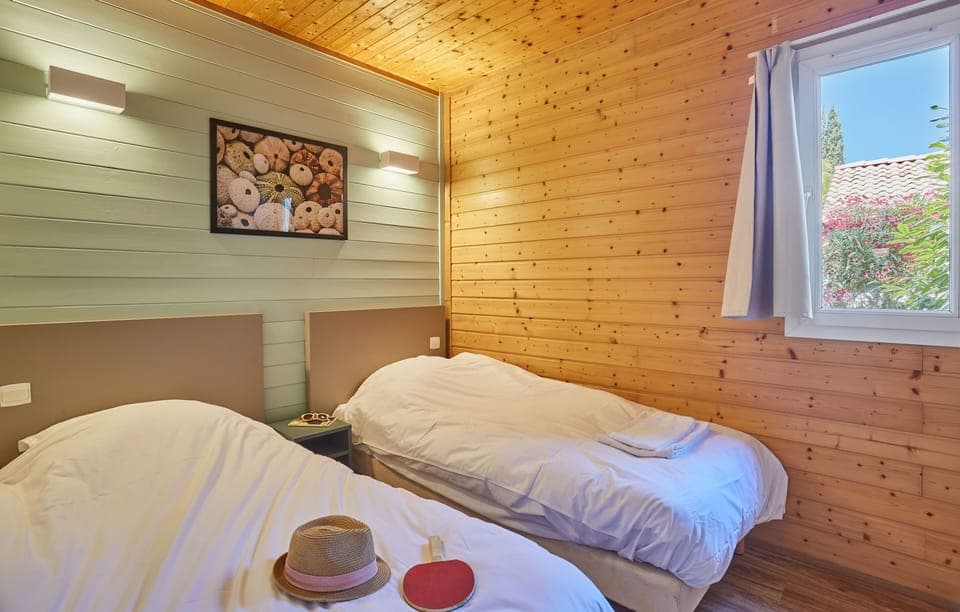 Relax on the comfy bed after a day outside.