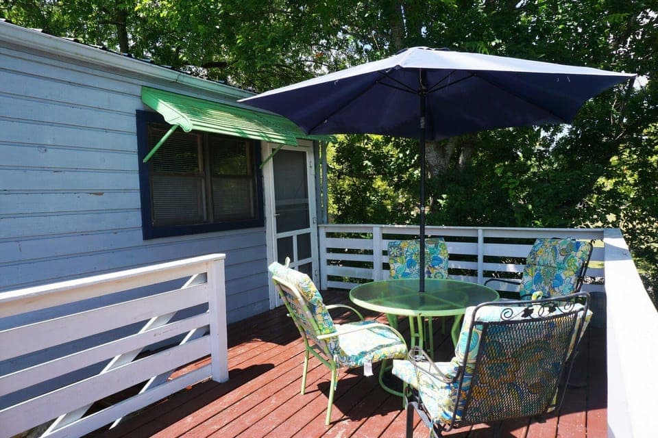 Seating area outside the cottage