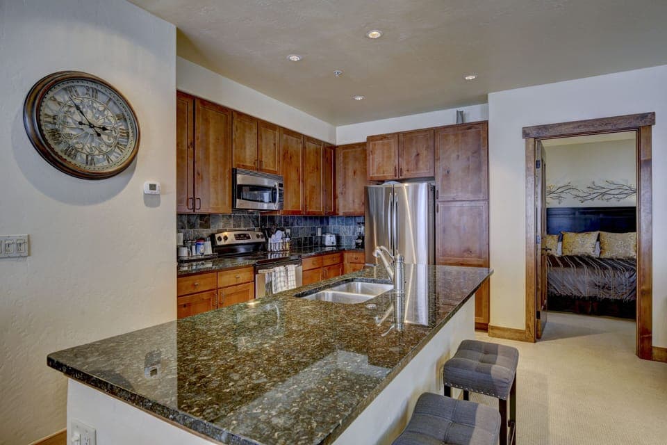 large kitchen area and island
