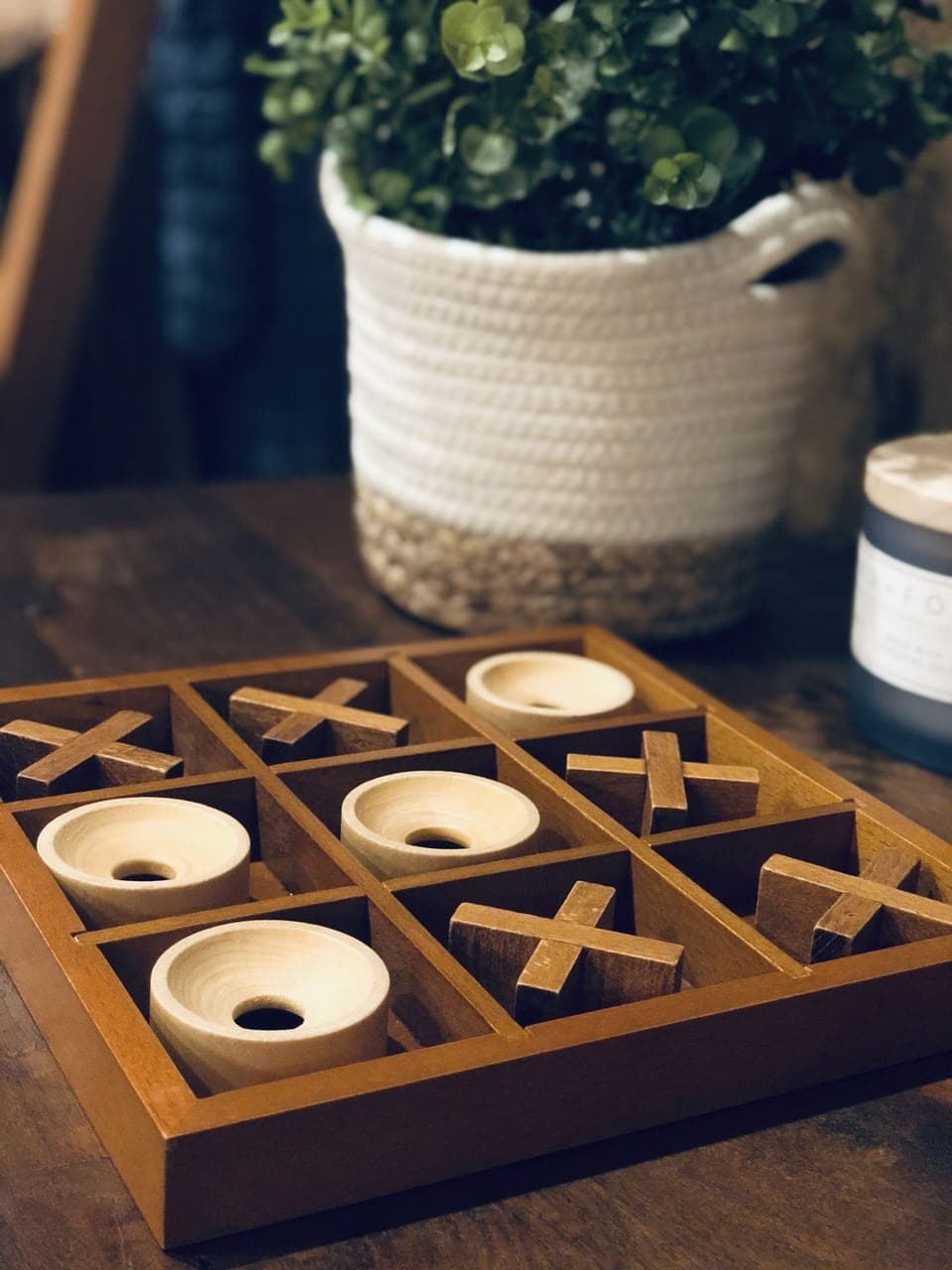 Play the classic game of Tic-Tac-Toe over hot cocoa.