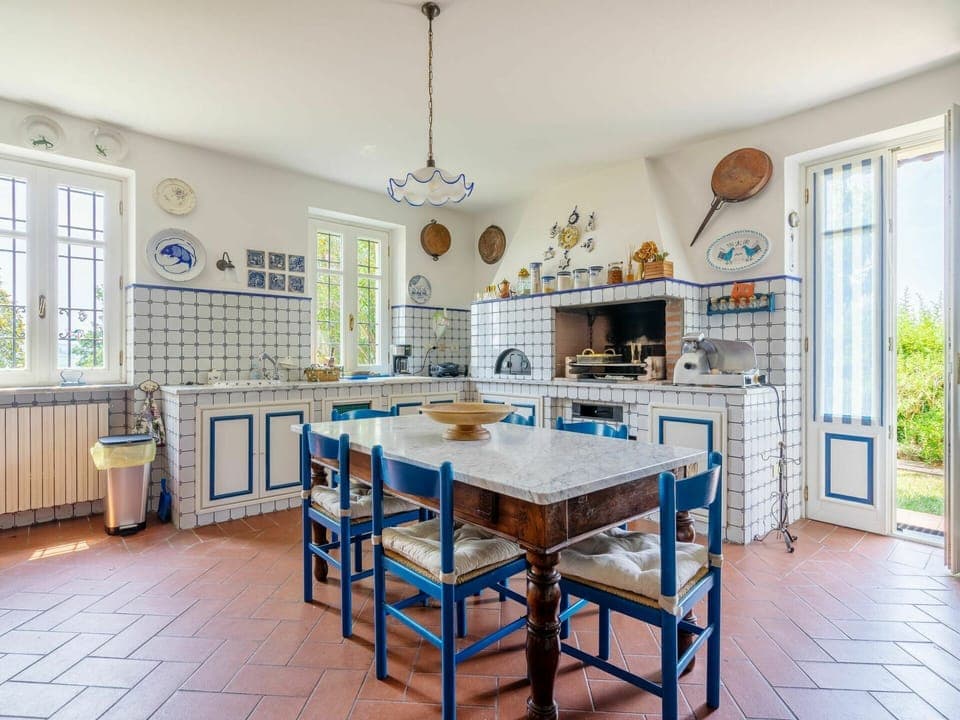 Table, Furniture, Cabinetry, Window, Azure, Chair, Kitchen, Wood, Countertop, Interior Design