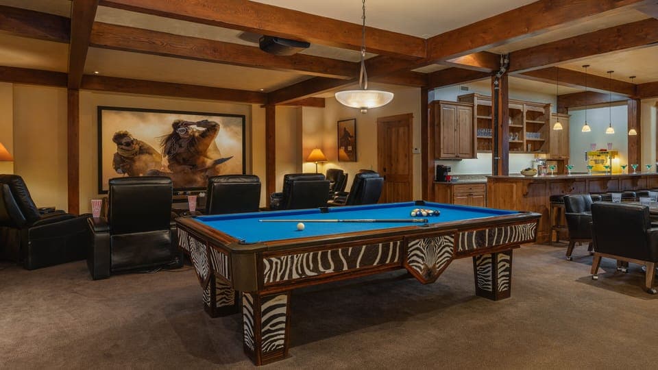 Game Room, Lower Level - Zebra-striped billiards table.