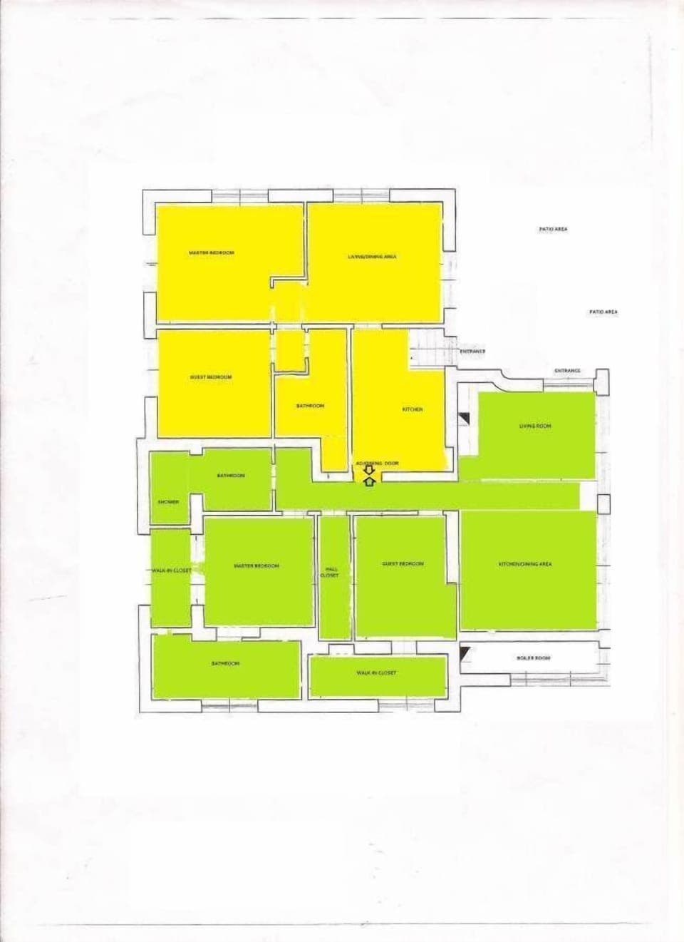 Layout of the Yellow and Green Apts