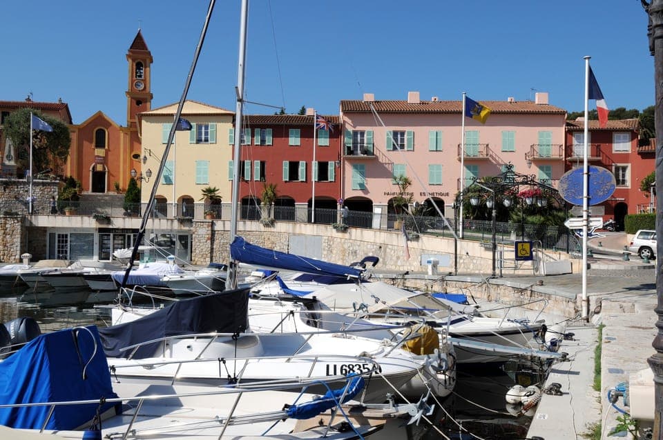 View of apartment building from port