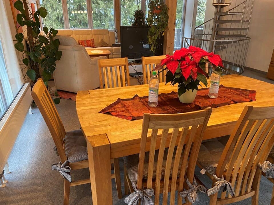 Table, Furniture, Plant, Flower, Chair, Tableware, Orange, Wood, Interior Design, Decoration